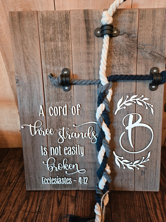 Personalized Cord of Three Strands – Bible Verse on Barnwood
