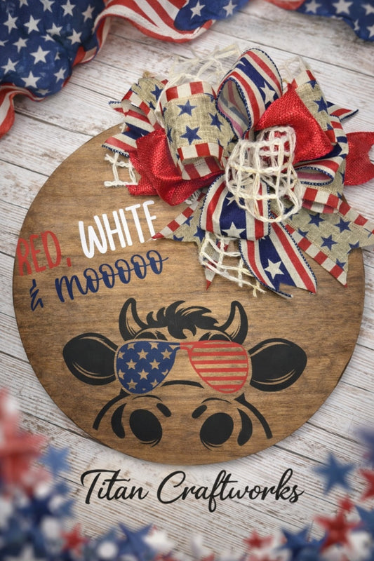 Red, White, and Moo Door hanger